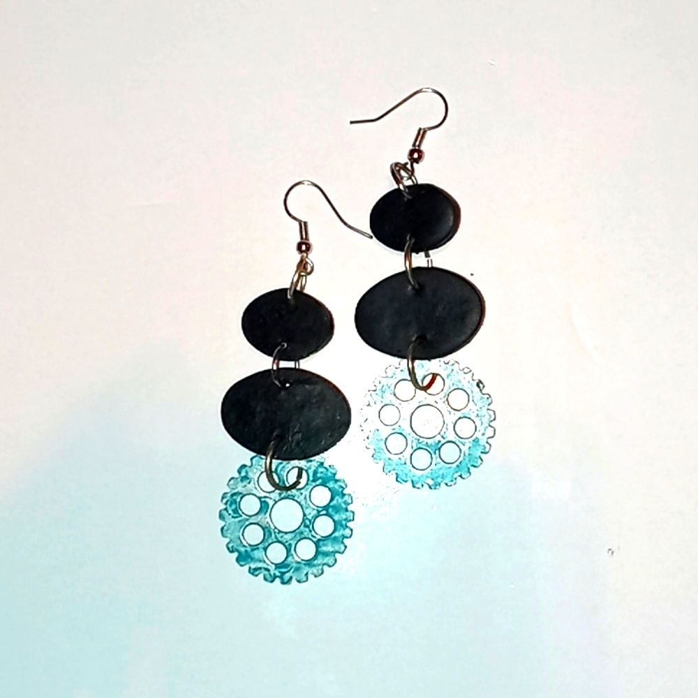 Clay earrings-Industrial Gears